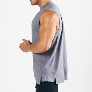 Camisetas sin mangas de algodón 100% de gimnasio para hombre, serigrafía personalizada, transpirable, sin mangas, estilo deportivo con decoración de insignia con logotipo para correr - Product Image 3