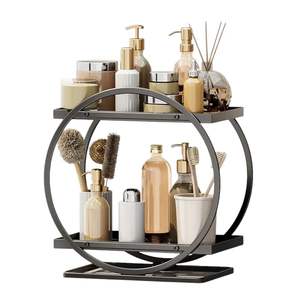 Organisateur en métal, étagère de rangement autoportante pour cuisine, salle de bain, bureau, gain de place, étagère de comptoir pour articles de toilette - Product Image 6