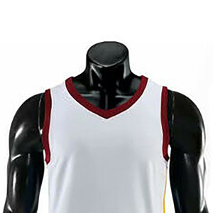 Ensemble d'uniformes de basketball blancs personnalisés pour hommes – Débardeur col en V et short en polyester anti-humidité avec logo frontal – Tenue d'équipe - Product Image 6