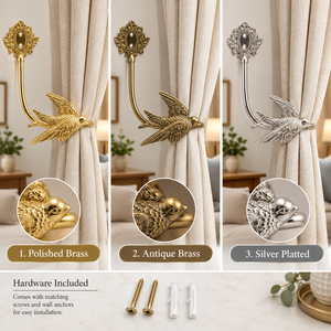 Premium Gold <b>Metal</b> Bird and Flower <b>Curtain</b> <b>Tieback</b> for Luxury Living Room Bedroom Hotel Window Decor Wholesale Supplier - Product Image 4
