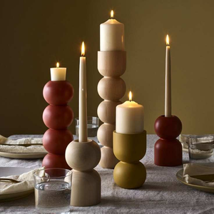 Support à bougie décoratif en bois de qualité supérieure, porte-bougie en bois naturel pour table basse, chambre à coucher, étagère, décoration intérieure - Product Image 2