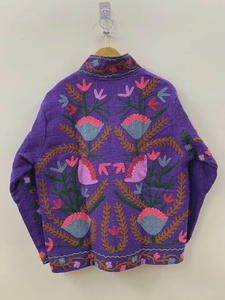 Chaqueta Bomber de Algodón Tejida a Mano con Bordado Floral, Estilo Boho, Prenda Exterior Festiva, Regalo para Ella - Product Image 3