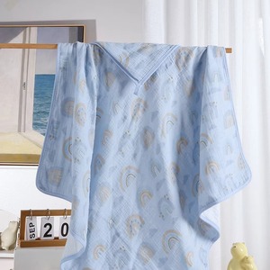 Checkered Cotton Baby Blanket Square <b>Skin</b>-Friendly Hooded Towel for Newborn Home Use <b>Kids</b> Hooded Towel - Product Image 5