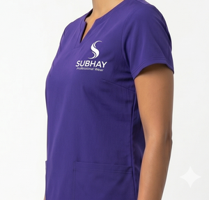 SUBHAY Women's Purple <b>Scrub</b> Top With Front Pockets Hospital <b>Uniform</b> Wear - Product Image 5