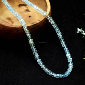 Natural <b>Aquamarine</b> Smooth Rondelle Shape 16 Inch Gemstone Beads Strand Use for Making Creative Jewelry Necklace <b>Bracelet</b> - Product Image 3