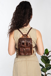 Wholesale Genuine Leather Mini <b>Backpack</b> Small Designer Real Leather Rucksack Luxury <b>Women</b> <b>Travel</b> <b>Backpack</b> Bag LMBP-0005 - Product Image 6