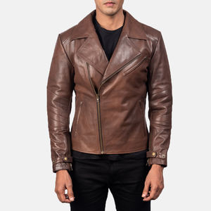 Veste en cuir pour homme, style tendance, deux couleurs, veste en cuir de mouton personnalisée pour motard, veste en cuir matelassée pour homme - Product Image 1