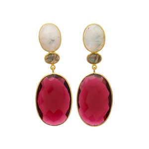 ต่างหูที่ประณีตมีส่วนผสมของโรสควอตซ์และหินสีขาวที่ดีที่สุดสำหรับโอกาสพิเศษหรือวันสบายๆ - Product Image 1