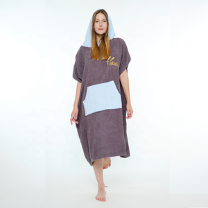 Poncho de calidad de lujo de gran tamaño para adultos y niños, Poncho de playa con logotipo privado personalizado, toalla de Poncho de surf para nadar con capucha de algodón - Product Image 6