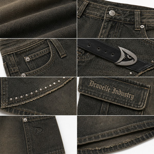 Mini-jupe Cyber Denim pour femme, style Y2K, taille basse, cargo, avec boucle de sangle noire et finition délavée - Product Image 5