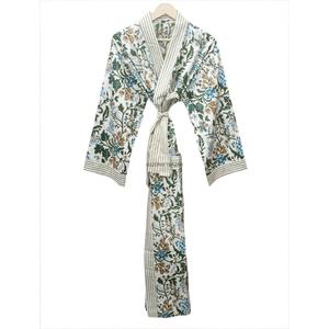 <b>Women</b> Floral Printed Cotton Kimono <b>Robe</b> Long Sleeve V-Neck Full Length Soft Bathrobe Sleepwear Classic Style Front Belt Closure - Product Image 5