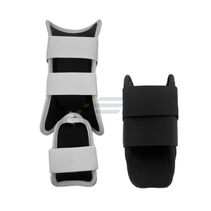 Protège-tibias de baseball noirs solides avec couverture du pied, protection renforcée, protection professionnelle, sangles réglables en PU - Product Image 2