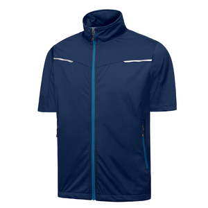 Blouson de baseball court pour adulte à col montant, ourlet ajustable, en tissu extensible, avec poche zippée - Product Image 1