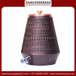 Dispensador de agua de cobre puro 100% para encimera Ayurveda de calidad superior de estilo único con tapa de latón y grifo de acero para el hogar - Product Image 3