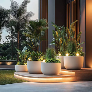 Maceta ligera moderna RENU FRP maceta pequeña negro gris mate diseño maceta para jardín hogar Oficina decoración interior al aire libre - Product Image 6