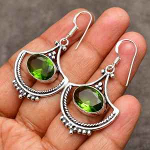 Pendientes de peridoto hechos a mano, joyería de piedras preciosas de plata de ley 925, regalo elegante para mujeres y niñas, accesorios de moda - Product Image 3