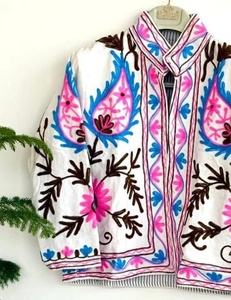 Hand Embroidered Quilted Suzani Velvet Eco-Friendly Boho Floral Jacket - Product Image 5