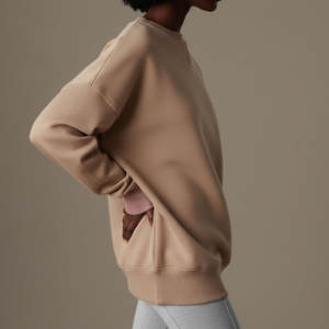 Nouveau modèle 2026 – Sweat-shirt classique oversize pour femme, col en V, couleur unie, 100 % coton, logo personnalisé, épaules tombantes, basique - Product Image 5