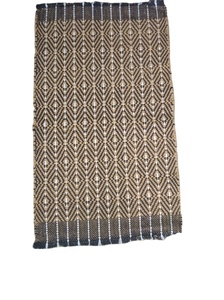 Modern BohoStyle <b>Small</b> Area Rug Handwoven Black Gold Diamond Flatweave Cotton Dhurrie <b>Mat</b> Reversible Woven Carpet - Product Image 2