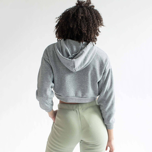 Full <b>Zip</b> Drawstring <b>Crop</b> Hoodie Women Casual Long Sleeve Half <b>Zip</b> French Terry <b>Crop</b> Hoodie Women Soft Lounge Wear <b>Zip</b> <b>Up</b> - Product Image 5