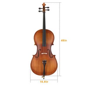 Pannello per Violoncello 4/4 in Abete Opaco Colore Naturale con Borsa, Arco, Resina, Ponticello e Set di Corde - Product Image 3