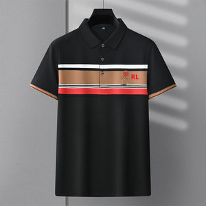 Polo de algodón para hombre con diseño de bloques de color y rayas, tejido piqué, para uso casual de negocios y golf. OEM/ODM disponible en todas las tallas. - Product Image 4