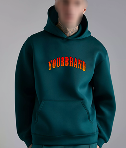 Men's High Quality <b>Hoodie</b> Solid Autumn Plain 100% Cotton Custom Colors 370g New Arrival Custom Logo Eco-Friendly Fleece Knitted - Product Image 4