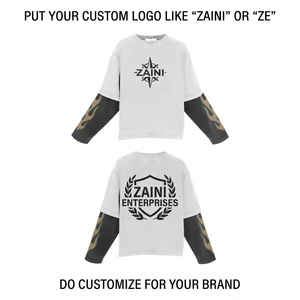 T-shirt lourd 400 grammes en maille à manches courtes, col rond, imprimé sérigraphié noir délavé, avec logo graphique personnalisé sur le devant, style formel - Product Image 1