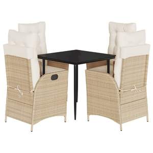 Set da Pranzo da Giardino in Rattan PE Beige 5 Pezzi - Product Image 2