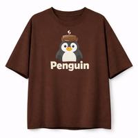 T-shirt Homme de Haute Qualité Penguin Brew Oversize en Coton Premium Streetwear avec Logo Café Unisexe Décontracté 2026