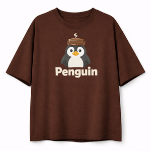 T-shirt Homme de Haute Qualité Penguin Brew Oversize en Coton Premium Streetwear avec Logo Café Unisexe Décontracté 2026 - Product Image 2