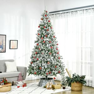 Albero di Natale Artificiale Pieghevole 210 cm, Verde e Bianco con 1890 Rami Illuminati a Luce Calda per Decorazioni Interne - Product Image 2