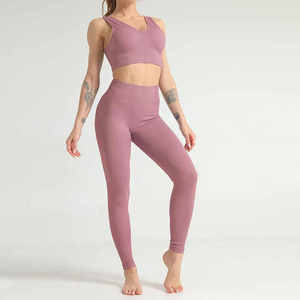 Nouvel ensemble de yoga 2 pièces personnalisé en Spandex/Nylon pour femmes, taille haute élastique sans couture, faible MOQ, nouvelle arrivée 2026 - Product Image 3