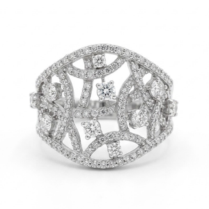 14K White <b>Gold</b> Luxury Diamond <b>Ring</b> for Women | 1.04TCW Designer Statement <b>Cocktail</b> <b>Ring</b> Elegant Fine Jewelry Gift for Sparkling - Product Image 3
