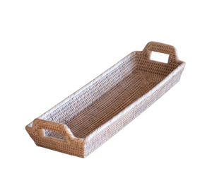 Plateau de service rectangulaire en rotin tressé fait main, plateau de rangement et de présentation pour table basse, cuisine et décoration intérieure, en provenance du Vietnam - Product Image 1