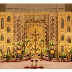 Royal Rajasthani <b>Wedding</b> Stage Setup With Stylish Mirror Panels Trending Palace Style <b>Wedding</b> Mirror Stage Mughal Style <b>Frames</b> - Product Image 1