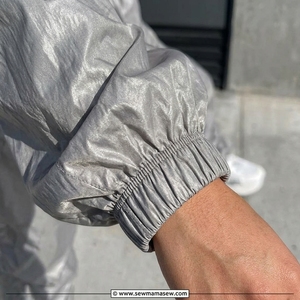 Women 2 Piece Tracksuit Set <b>Silver</b> Satin Sporty Loose Fit Full Length Jacket With Pocket Streetwear Athletic Wear Made in Pak - Product Image 3