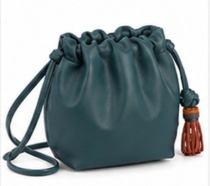 Premium Genuine <b>Leather</b> Bohemian Vintage Summer Fashion Drawstring Bucket Crossbody <b>Bag</b> for Women Adjustable Strap - Product Image 2