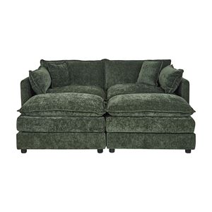 2187 Divano Verde a 2 Posti con 2 Poggiapiedi per Soggiorno - Product Image 1