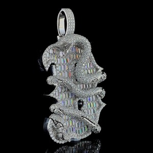 IGI Certified S925 Silver Custom B With <b>Snack</b> Design Hip Hop Pendant Fully Iced Out VVS Moissanite Baguette Diamond Fine Pendant - Product Image 5