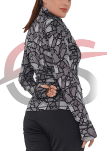 Women's Turtleneck Camouflage Print <b>Zip</b>-<b>Up</b> Jacket Full Sleeve Breathable Spandex Polyester Activewear Yoga <b>Top</b> - Product Image 2