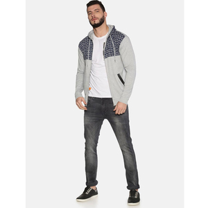 Sudadera con Capucha y Cierre para Hombre, Corte Regular, Diseño de Parches, Estilo Casual Otoñal, Tejido de Poliéster y Algodón - Product Image 1