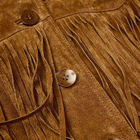 Veste en daim véritable pour homme de qualité supérieure, avec franges, vêtement d'extérieur d'hiver, finition teinte unie, tailles personnalisées OEM, vente en gros, directement de l'usine