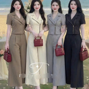 ชุดเซ็ตสองชิ้นสำหรับฤดูร้อน ผู้หญิง สไตล์ลำลอง กระชับสบาย ผ้าฝ้ายธรรมชาติ สีพื้น แฟชั่น ซักได้ เป็นมิตรกับสิ่งแวดล้อม รับสั่งทำ - Product Image 3