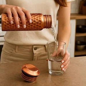 Bohemian Metal Water <b>Bottle</b> with Colorful Animal Print Copper Lid Portable Travel Drinkware Pure Copper <b>Bottles</b> - Product Image 3