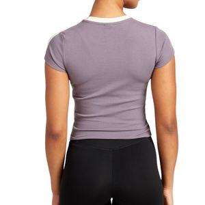เสื้อยืดครอปผู้หญิงทรงปกติ แขนสั้น คอกลม ผ้าสเตรช พิมพ์ลายรักษ์โลก เหมาะสำหรับโยคะ ฟิตเนส ออกกำลังกาย สวมใส่สบาย กระชับรูปร่าง - Product Image 5