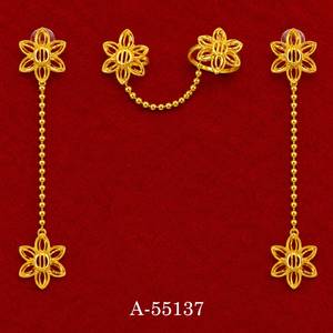 Boucles d'oreilles pendantes plaquées or en forme de fleur avec pierre de rubis, bijoux de mariage classiques pour femmes A-55136 - Product Image 2