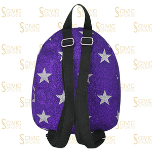 Purple Glitter <b>Star</b> Pattern Backpack Softback Zipper Closure Polyester Material Unisex Fashion Daily Use - Product Image 6