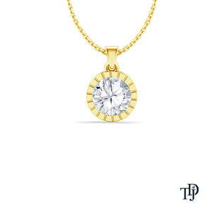 Colgante solitario de diamante (natural) en oro de 10 quilates con engaste milgrain vintage, un diseño atemporal. - Product Image 5