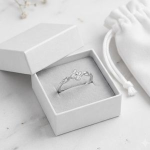 Hypoallergenic 925 Sterling <b>Silver</b> Clover <b>Ring</b> with <b>Adjustable</b> Chain Band for Women Sensitive Skin Fine Jewelry - Product Image 1